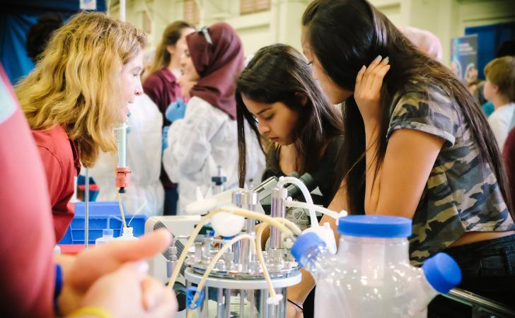 Group of students learning about science