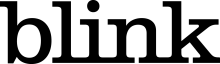 The Blink logo is a wordmark that reads "Blink" in a serif typeface.